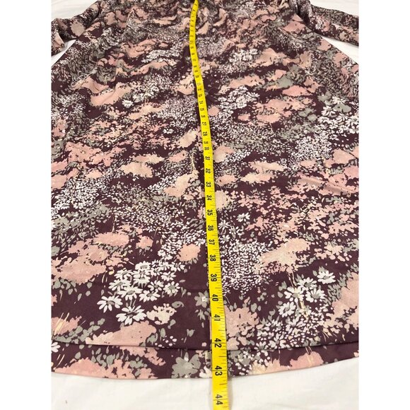 Vintage 70s Sheer Watercolor Floral Print Midi Dress Long Sleeve Tie Neck Ruffle - Picture 5 of 13